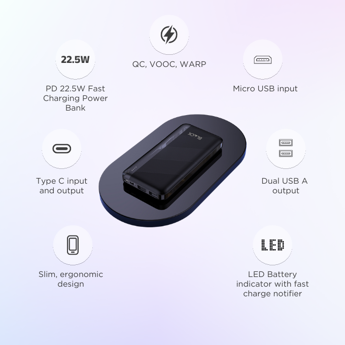 BLACK PowerMove S Power Bank with Fast Charging 10,000mAh, 1Yr warranty BLACK PowerMove S Power Bank with Fast Charging 10,000mAh, 1Yr warranty